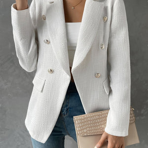 Lapel Collar Long Sleeve Blazer with Pockets