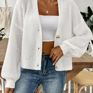 V-Neck Button Up Long Sleeve Cardigan