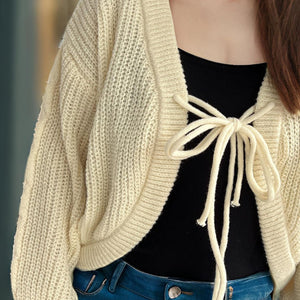 Tied Dropped Shoulder Long Sleeve Cardigan