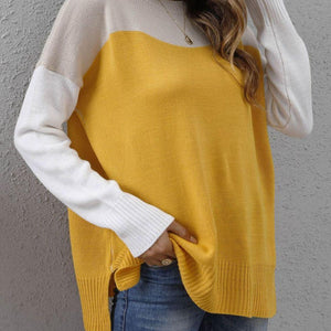 Color Block Round Neck Sweater