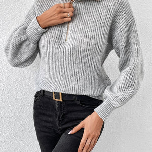 Honey Half Zip Dropped Shoulder Sweater