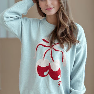 Cherry Round Neck Long Sleeve Sweater