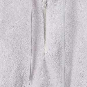 Full Size Quarter-Zip Drawstring Teddy Hoodie