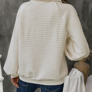 Perfee Half Button Long Sleeve Sweatshirt