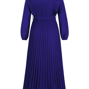 Pleated Surplice Tie Waist Maxi Dress