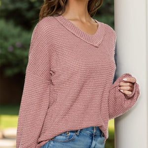 Dropped Shoulder Long Sleeve Knit Top