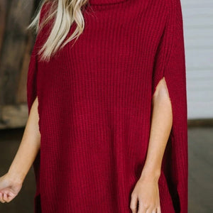 Turtleneck Slit Sweater