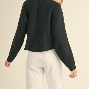 Mable Round Neck Dolman Sleeve Cropped Sweater