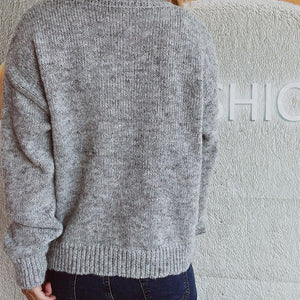 Bow Trim Round Neck Long Sleeve Sweater