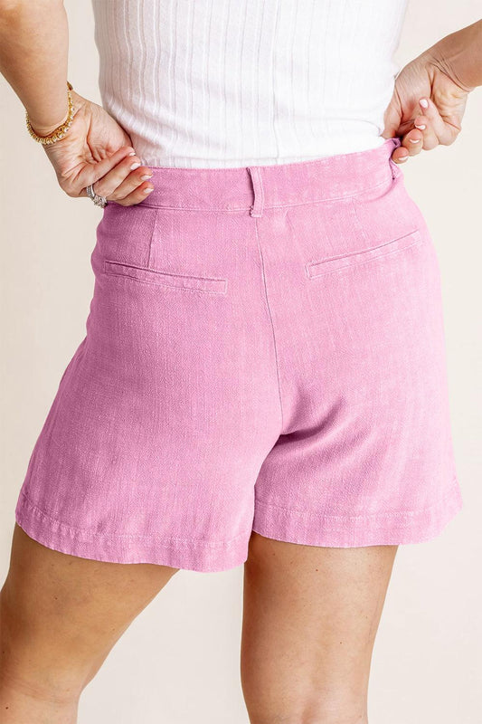 HYFVE High Waist Pleated Linen Shorts