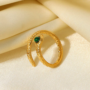 Snake Charmer Malachite Snake-Shaped Bypass Ring