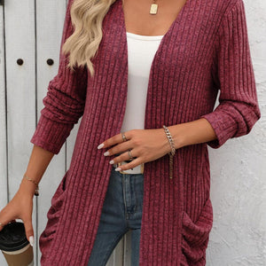 Mandy Open Front Long Sleeve Ribbed Cardigan