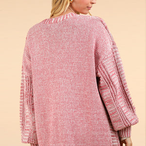 VERY J Cable Knit Open Front Cardigan