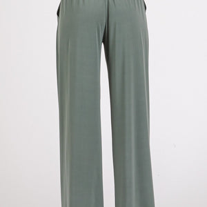 Mittoshop Stretch Banded Waist Wide Leg Pants with Pockets