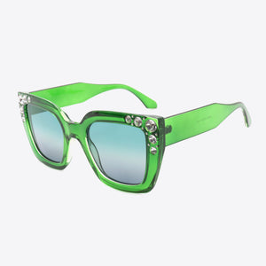 Inlaid Rhinestone Polycarbonate Sunglasses