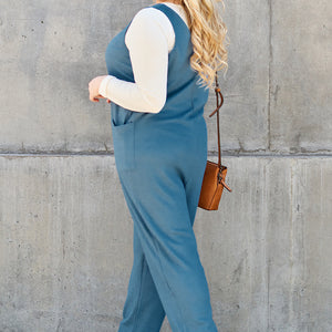 Double Take Full Size Sleeveless Straight Jumpsuit