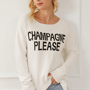 CHAMPAGNE PLEASE Long Sleeve Slit Sweater