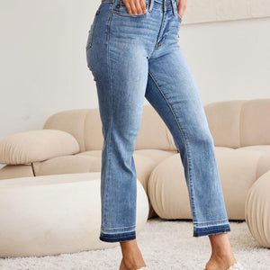 Judy Blue Full Size Release Hem Cropped Bootcut Jeans