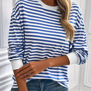 Ivy Lane Striped Round Neck Long Sleeve Sweatshirt