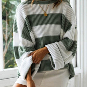 Striped Round Neck Long Sleeve Sweater