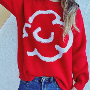 Contrast Round Neck Long Sleeve Sweater