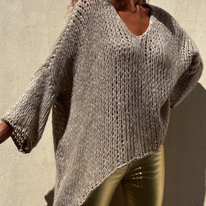 Contrast V-Neck Long Sleeve Sweater