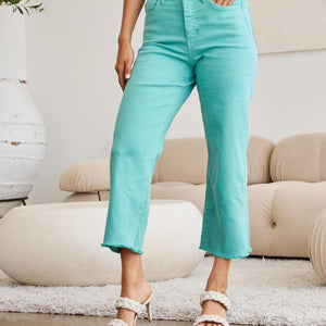 RFM Crop Chloe Full Size Tummy Control High Waist Raw Hem Jeans