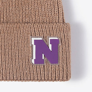 Letter N Patch Cuffed Knit Beanie