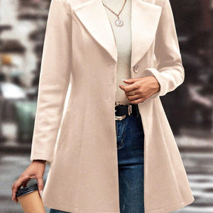 Collared Neck Long Sleeve Longline Coat