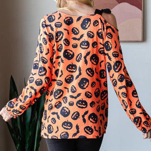 Heimish Pumpkin Print One Shoulder T-Shirt