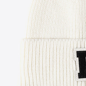 Letter Patch Cuffed Knit Beanie