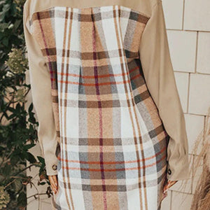 Pocketed Plaid Long Sleeve Mini Dress