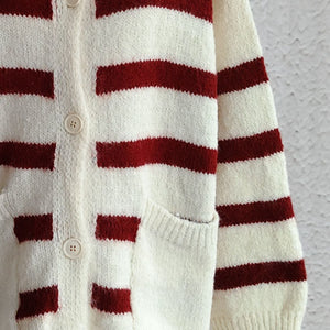 Striped Button Down Long Sleeve Cardigan