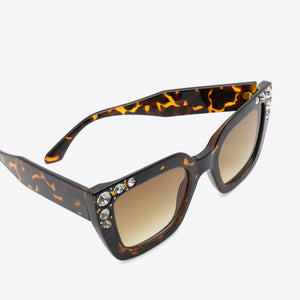 Inlaid Rhinestone Polycarbonate Sunglasses