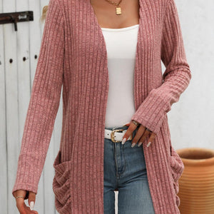 Mandy Open Front Long Sleeve Ribbed Cardigan