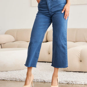 Pantalones vaqueros de talle alto con dobladillo sin rematar y control de abdomen de RFM Crop Chloe