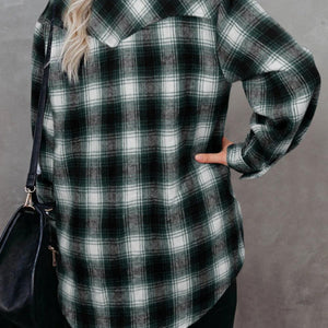 Full Size Plaid Collared Neck Long Sleeve Shirt