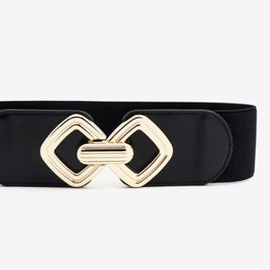 Geometric Buckle Elastic Wide Belt