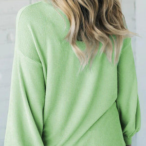 Textured Round Neck Dropped Shoulder Top