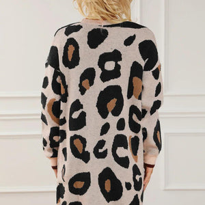 Leopard Open Front Long Sleeve Cardigan