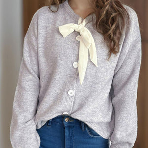 Tied Button Down Long Sleeve Cardigan