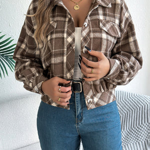 Plaid Button Up Long Sleeve Jacket