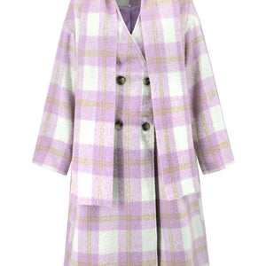 Plaid Button Up Long Sleeve Coat