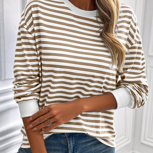 Ivy Lane Striped Round Neck Long Sleeve Sweatshirt