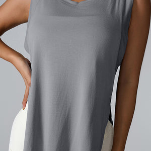 Slit Round Neck Active Tank