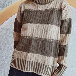 Contrast Round Neck Long Sleeve Sweater