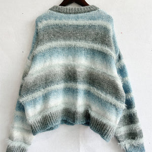 Striped Round Neck Long Sleeve Sweater