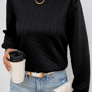 Texture Round Neck Long Sleeve Sweatshirt