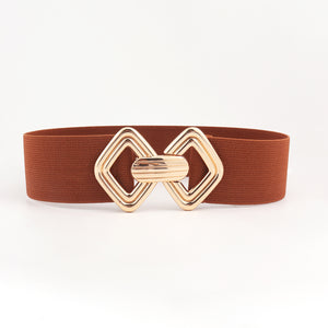 Geometric Buckle Elastic Wide Belt