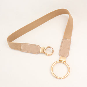 Double Ring Buckle Elastic PU Belt